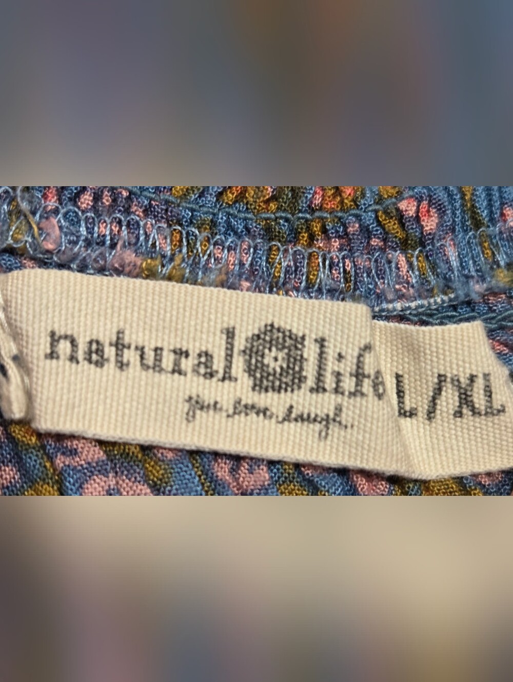 NATURAL LIFE Blue/Pink Print Scoop-Neck Smocked Maxi Dress SizeL/XL - Picture 8 of 8